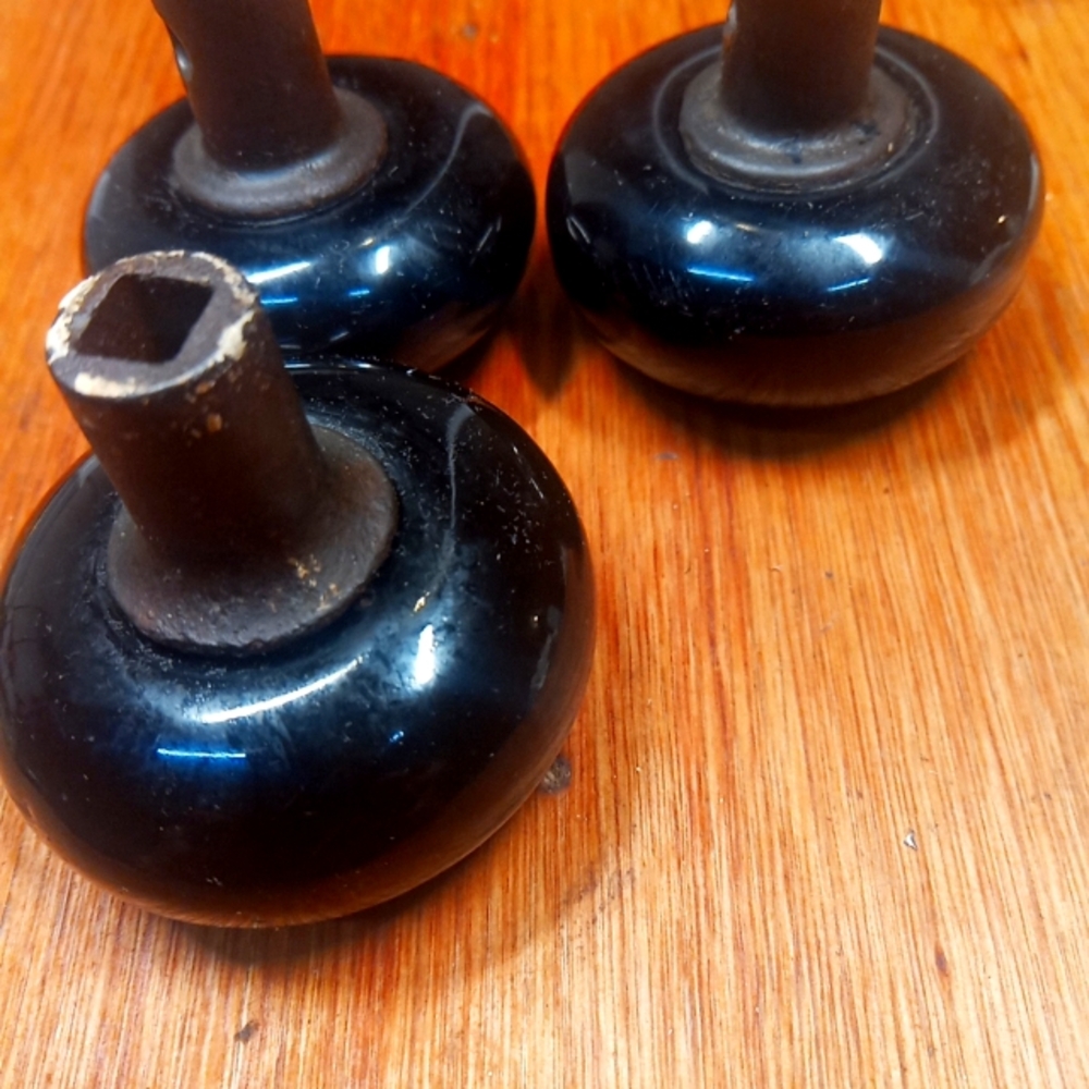 Rare Black Milk Glass Doorknobs